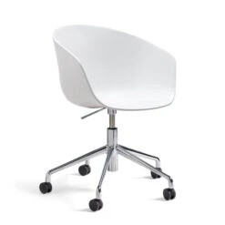 Hay - About A Chair AAC 52 With Gas Lift, Polished Aluminum / White 2. 0