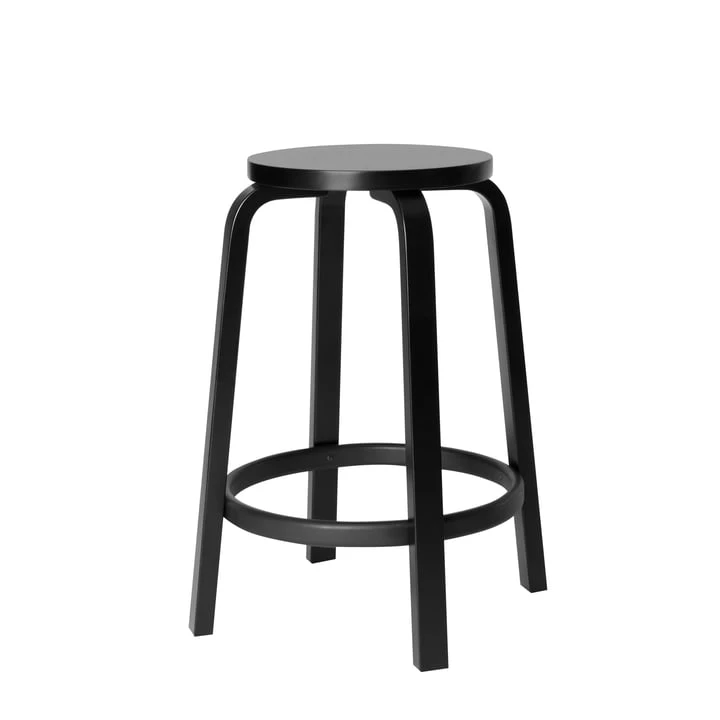 Artek - 64 Bar Stool H 65 Cm, Black Birch Lacquered