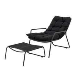 Bloomingville - Boel Deck Chair With Footrest, Black