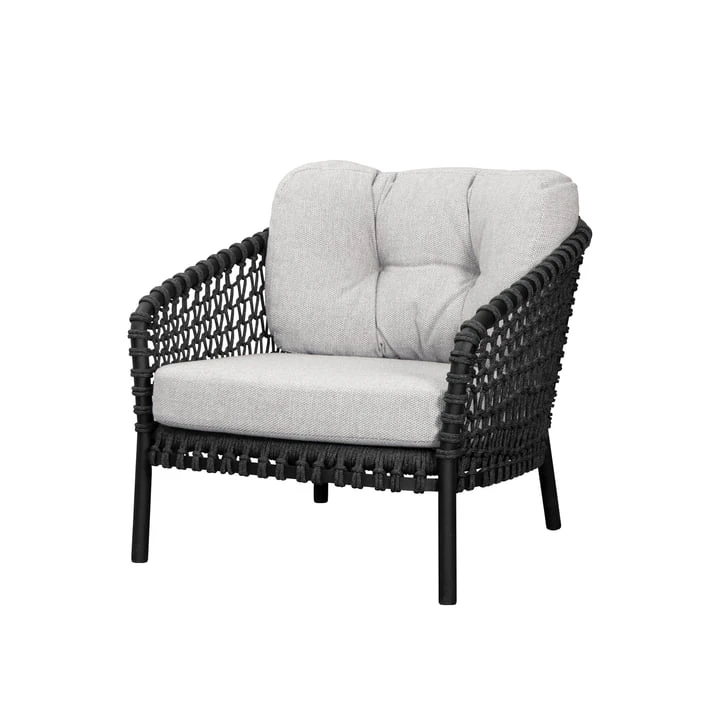 Cane-Line - Ocean Lounge Chair Cushion Set, Large, Dark Gray (2 Pcs.) - Image 3