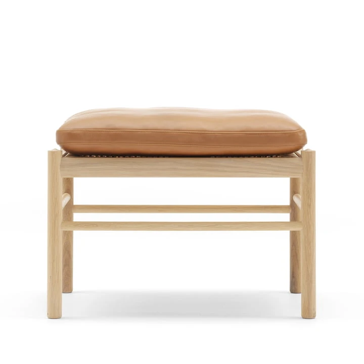 Carl Hansen - OW149F Colonial Footstool, Soaped Oak / Leather SIF 95 - Image 2