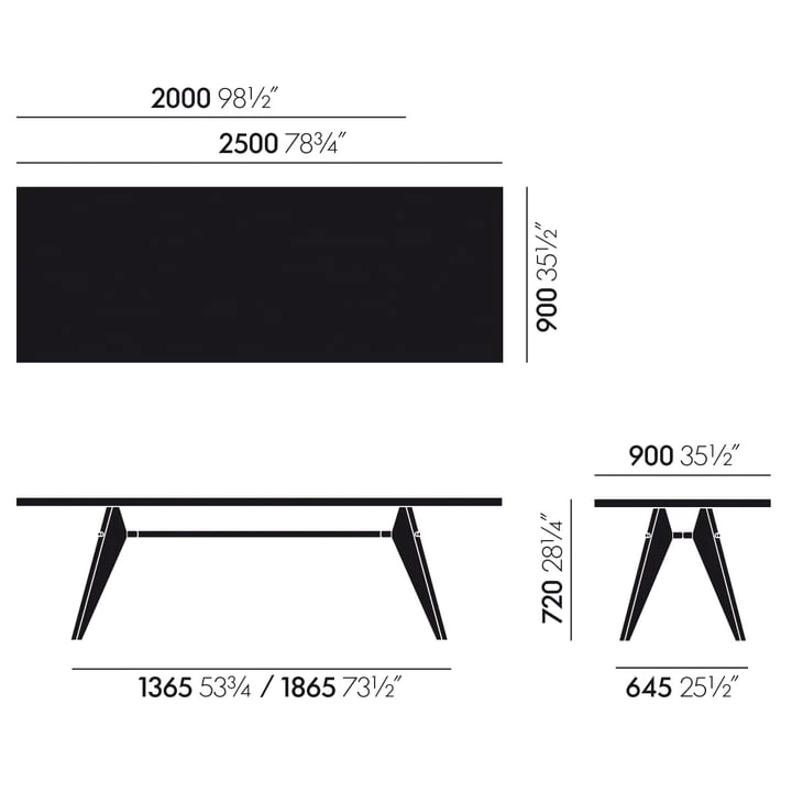 Vitra - EM Table Dining Table, 90 X 240 Cm, Asphalt / Deep Black - Image 9