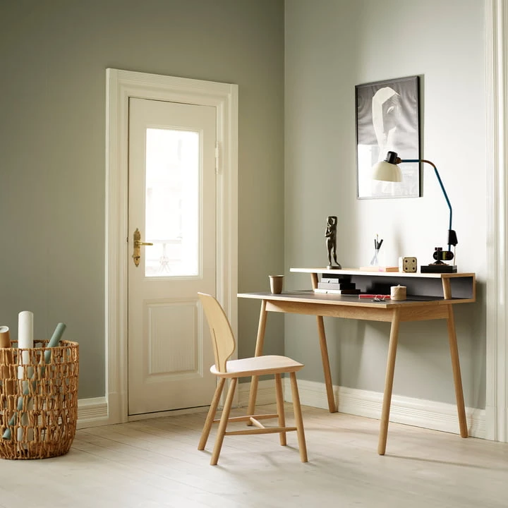 FDB Møbler - C68 Nørrebro Desk, 89 X 118 Cm, Oak Lacquered / Linoleum Mushroom - Image 11