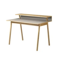 FDB Møbler - C68 Nørrebro Desk, 89 X 118 Cm, Oak Lacquered / Linoleum Mushroom