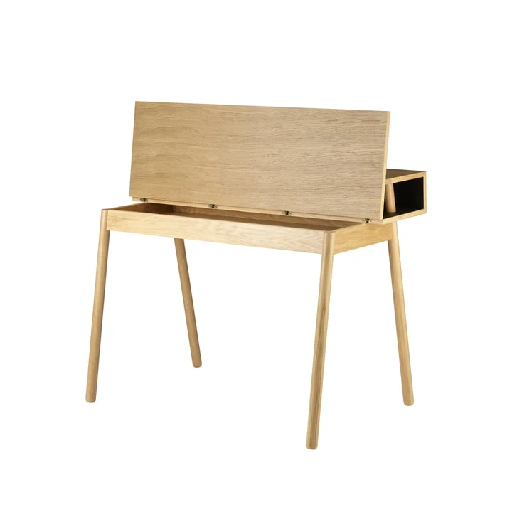 FDB Møbler - C68 Nørrebro Desk, 89 X 118 Cm, Oak Lacquered / Linoleum Mushroom - Image 3