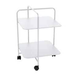 Fermob - Alfred Side Table On Wheels, Cotton White