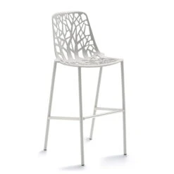 Fast - Forest Bar Stool High With High Backrest, White