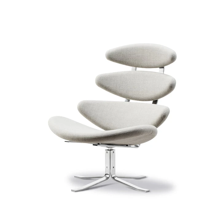 Fredericia - Corona Armchair With Swivel Base, Chrome Matt / Capture 4101 - Image 2