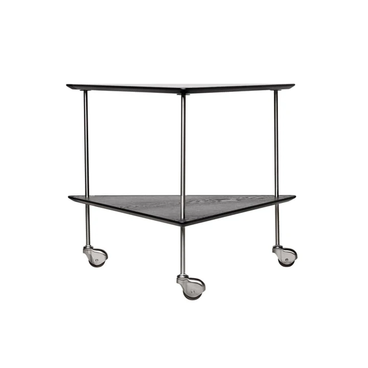 Fritz Hansen - Aj Trolley Side Table, Black Ash / Chrome