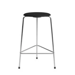 Fritz Hansen - High Dot Bar Stool H 65 Cm, Veneer Ash Black / Base Chrome