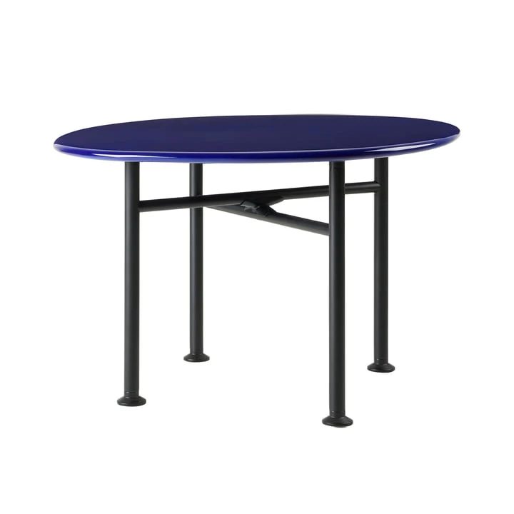 Gubi - Carmel Outdoor Lounge Table 60 X 60 Cm, Black Semi Matt / Pacific Blue