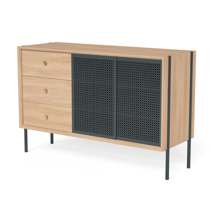Hartô - Gabin Sideboard High With Drawers, Oak / Anthracite Gray (RAL 7016) - Image 4