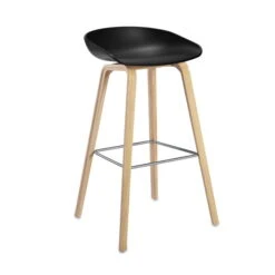 Hay - About A Stool AAS 32 H 75 Cm, Soaped Oak / Stainless Steel / Black 2. 0