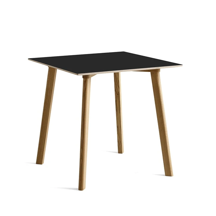 Hay - Copenhague CPH Deux 210 Dining Table 75 X 75 Cm, Matt Lacquered Oak / Laminate Ink Black