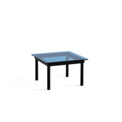 Hay - Kofi Coffee Table With Glass Top, 60 X 60 Cm, Black / Transparent Blue