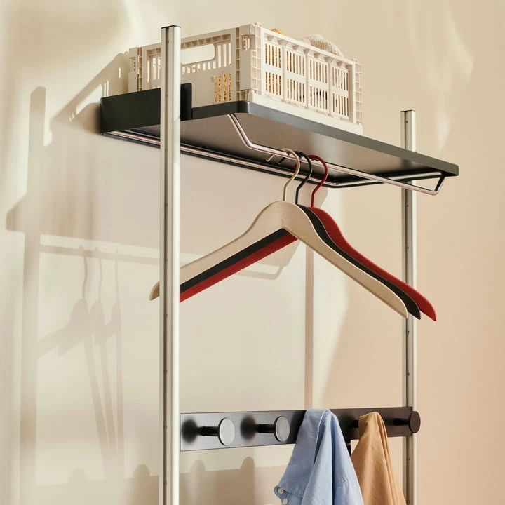 Hay - Pier System 1041, Floor Shelf With Lattice Shelf, H 209 X 82 Cm, White / Aluminum - Image 9