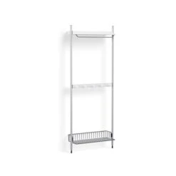 Hay - Pier System 1041, Floor Shelf With Lattice Shelf, H 209 X 82 Cm, White / Aluminum