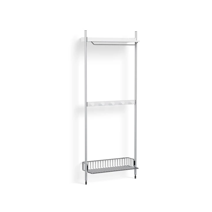 Hay - Pier System 1041, Floor Shelf With Lattice Shelf, H 209 X 82 Cm, White / Aluminum