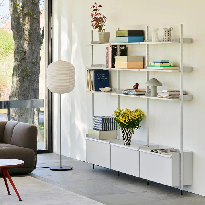 Hay - Pier System 1041, Floor Shelf With Lattice Shelf, H 209 X 82 Cm, White / Aluminum - Image 2