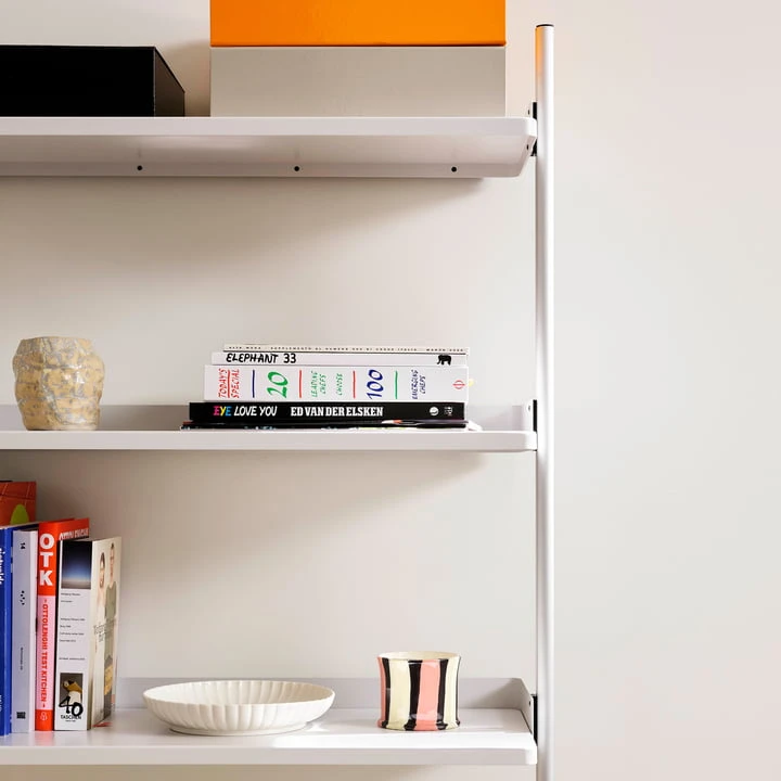 Hay - Pier System 1041, Floor Shelf With Lattice Shelf, H 209 X 82 Cm, White / Aluminum - Image 4