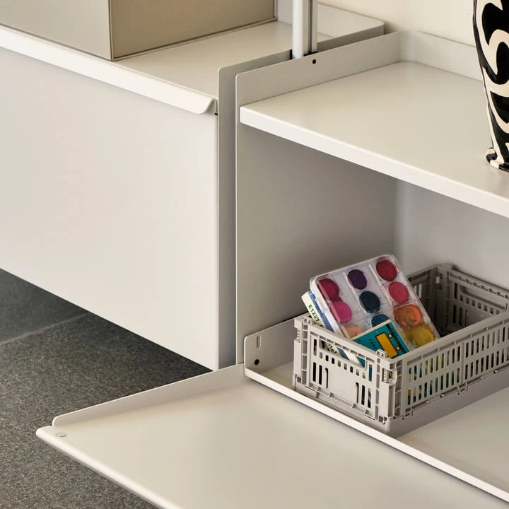 Hay - Pier System 1041, Floor Shelf With Lattice Shelf, H 209 X 82 Cm, White / Aluminum - Image 5