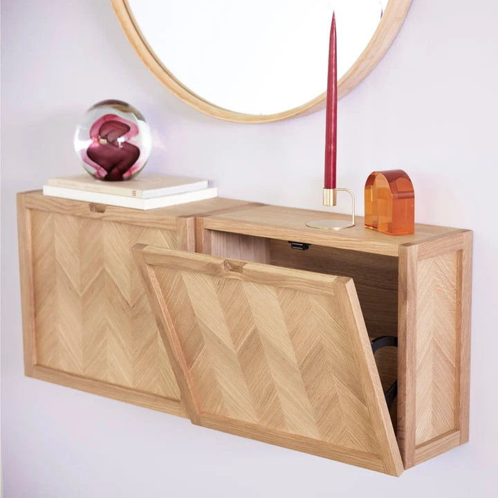 Hübsch Interior - Shoe Cabinet With Herringbone Look, Oak, Nature - Image 2