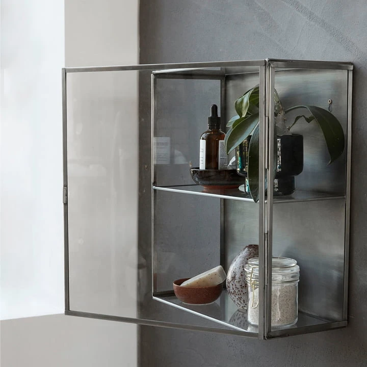 House Doctor - Zinc Wall Cabinet 80 Cm, Stainless Steel / Glass - Image 3