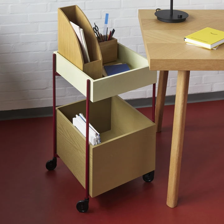 Hübsch Interior - Fresh Trolley, H 70 Cm, Khaki / Burgundy - Image 3