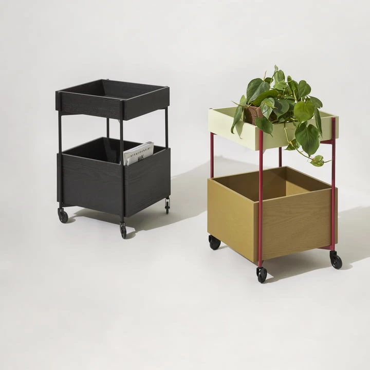 Hübsch Interior - Fresh Trolley, H 70 Cm, Khaki / Burgundy - Image 5