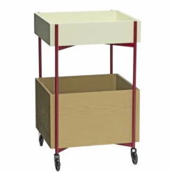 Hübsch Interior - Fresh Trolley, H 70 Cm, Khaki / Burgundy