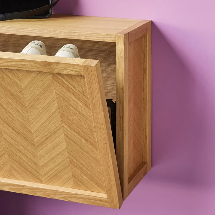 Hübsch Interior - Herringbone Shoe Cabinet, Natural Oak - Image 5
