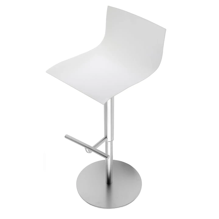 Lapalma - Thin Bar Stool S24 (H 52-77 Cm), Stainless Steel Frame / White Lacquered Seat Shell