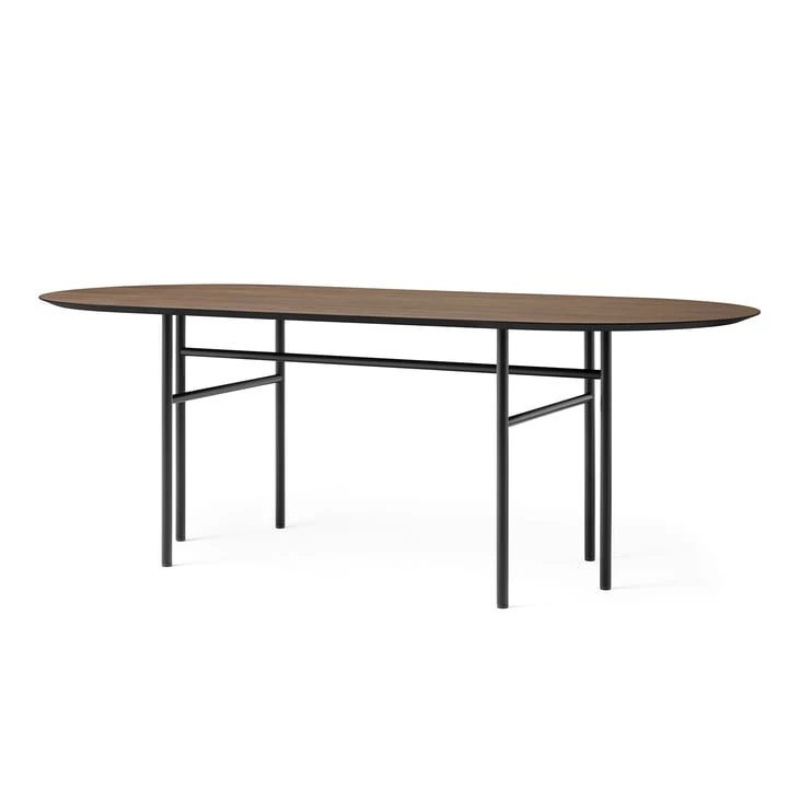Audo - Snaregade Dining Table Oval, 210 X 95 Cm, Black / Oak Veneer Dark Stained