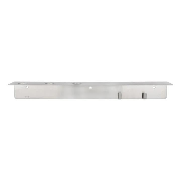 Meraki - Shelf With Bottle Holder And Hook Bar, Brushed Silver Finish
