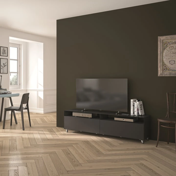 Müller Möbelfabrikation - R 110 Sideboard With 2 Folding Doors On Castors, Signal White - Image 3