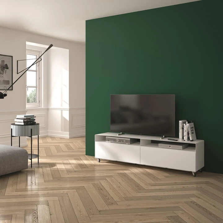 Müller Möbelfabrikation - R 110 Sideboard With 2 Folding Doors On Castors, Signal White - Image 2