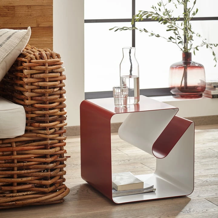 Müller Möbelfabrikation - V44 Side Table With Newspaper Rack, Signal White - Image 2