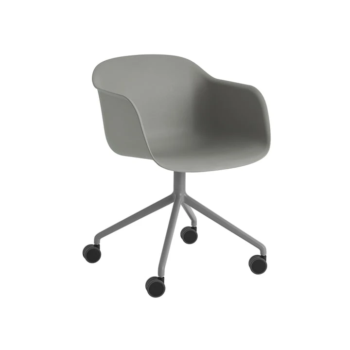 Muuto - Fiber Armchair Swivel With Castors, Grey