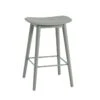 Muuto - Fiber Bar Stool Wood Base H 65 Cm, Gray