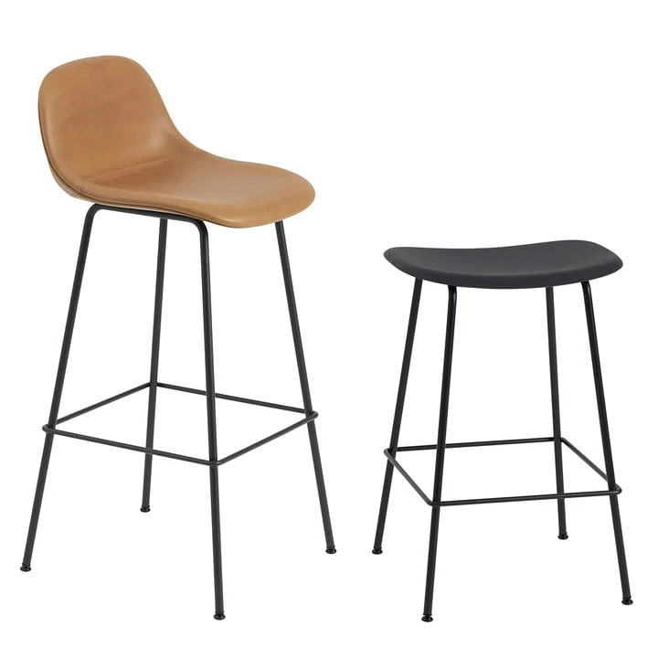 Muuto - Fiber Bar Stool Tube Base H 65 Cm, Black - Image 3
