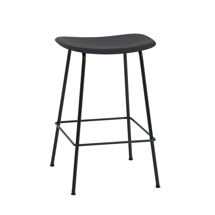 Muuto - Fiber Bar Stool Tube Base H 65 Cm, Black