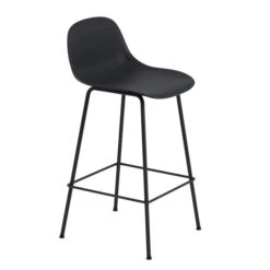 Muuto - Fiber Bar Stool Tube Base With Backrest H 65 Cm, Black
