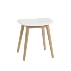 Muuto - Fiber Stool Wood Base, Natural Oak / White