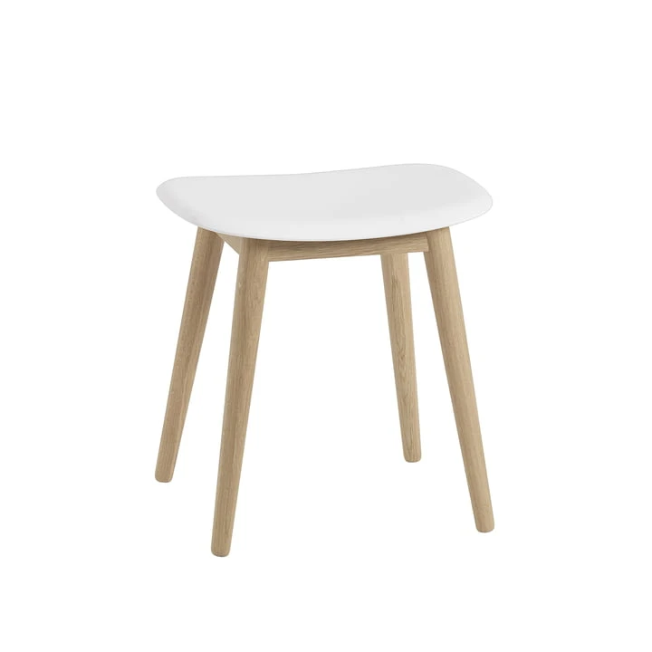 Muuto - Fiber Stool Wood Base, Natural Oak / White