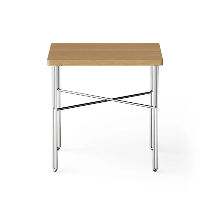 NINE - Inline Side Table, 40 X 40 Cm, Oak / Polished Stainless Steel - Image 2