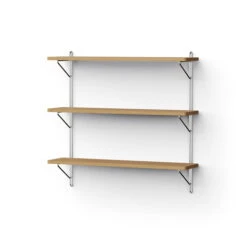 NINE - Inline Wall Shelf, 60 X 60 Cm, Oak / Polished Stainless Steel