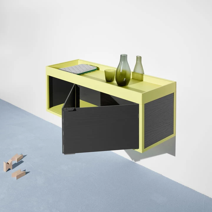 Hay - Hanging New Order Cupboard, Horizontal With Shelf, Light Grey With Ash Doors - Image 3