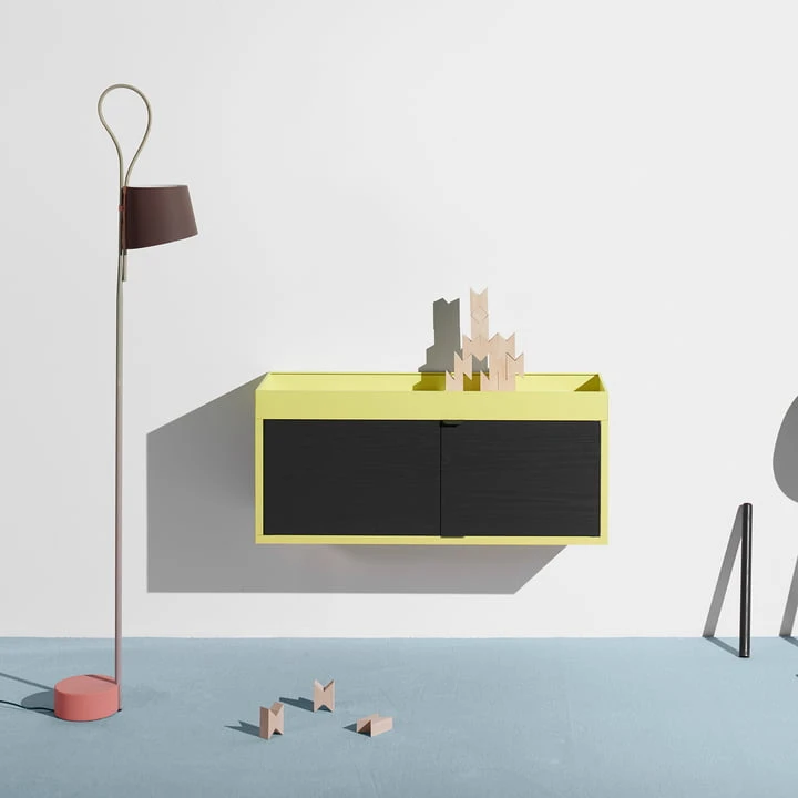 Hay - Hanging New Order Cupboard, Horizontal With Shelf, Light Grey With Ash Doors - Image 2