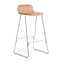 Normann Copenhagen - Bar Just Stool With Backrest, H 75 Cm, Natural Oak / Chrome