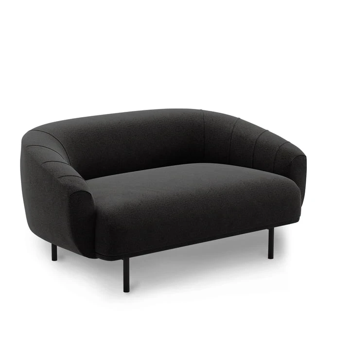 Northern - Plis 2-seater Sofa, Black / Dark Gray (Kvadrat Brusvik 08)